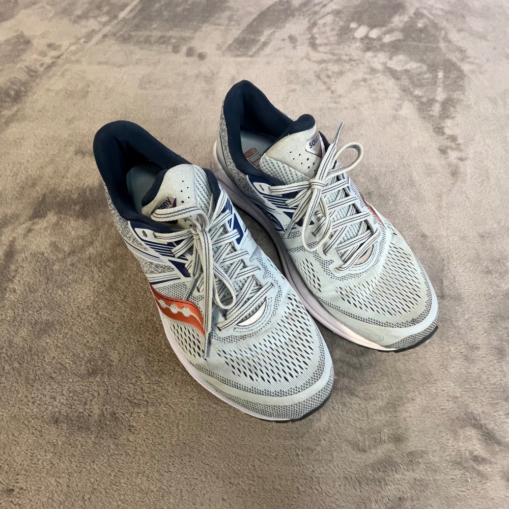 Saucony Omni 19 Running Shoes Womens 9 Blue Silver Athletic Sneakers